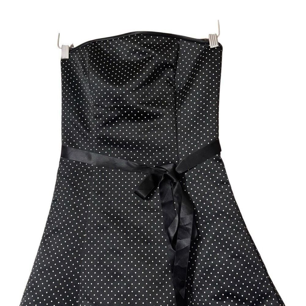 Jessica McClintock Gunne Sax Dress Womens 6 Black Polka Dot 80s 40s Pin Up USA - Picture 12 of 13